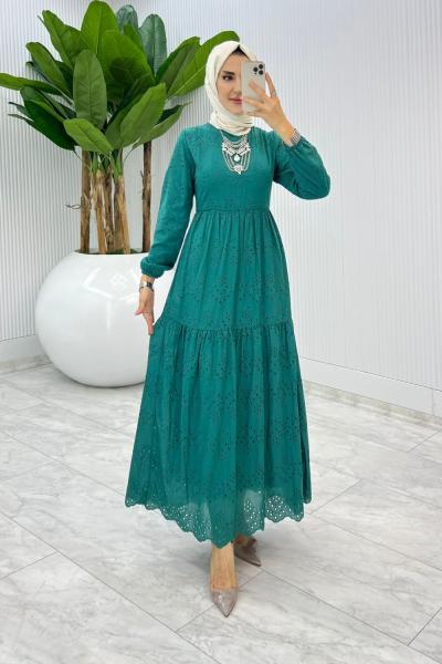 Yeşil Jasmin Brode Elbise Tesettür Giyim
