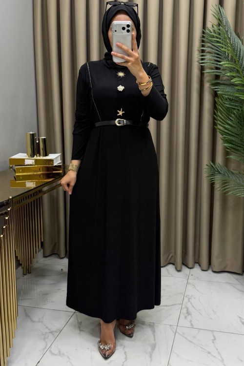 Ceyda Elbise Siyah Siyah