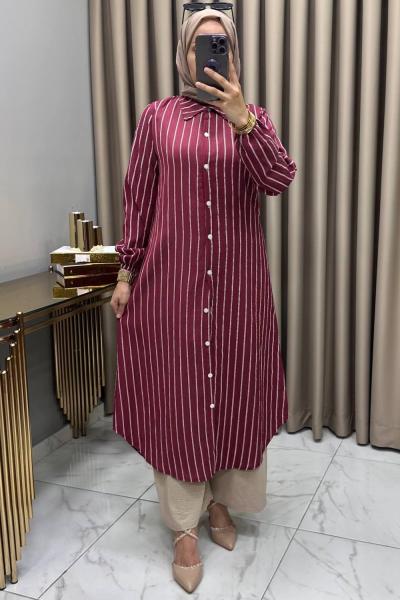Çizgili Tunik Fuşya Fuşya