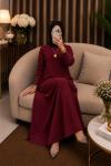 Delal Soğuk Merserize Elbise Bordo Bordo