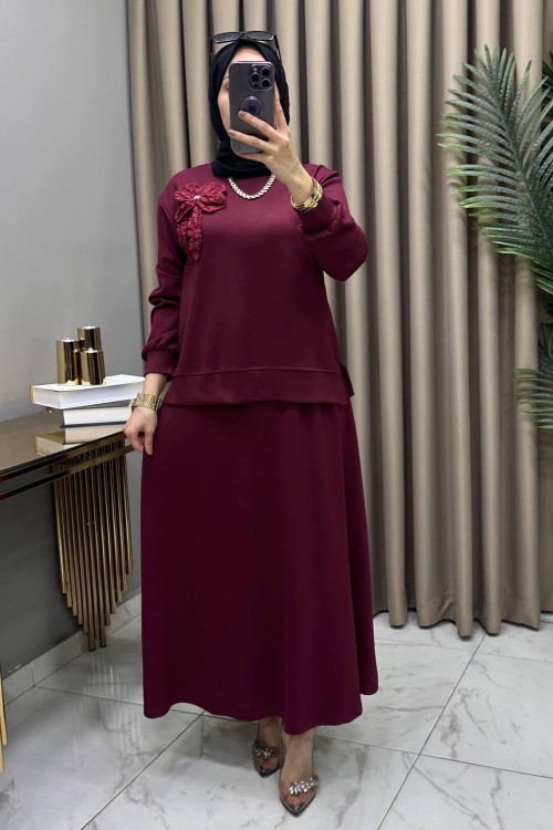 Demet Takım Bordo Bordo