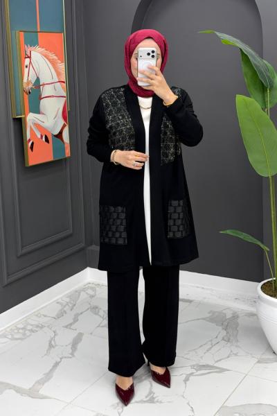 Aliye Takım Taş Detaylı - Siyah