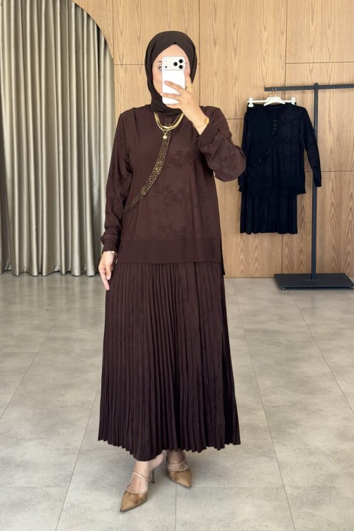 Ayşegül Etekli Takım - kahve