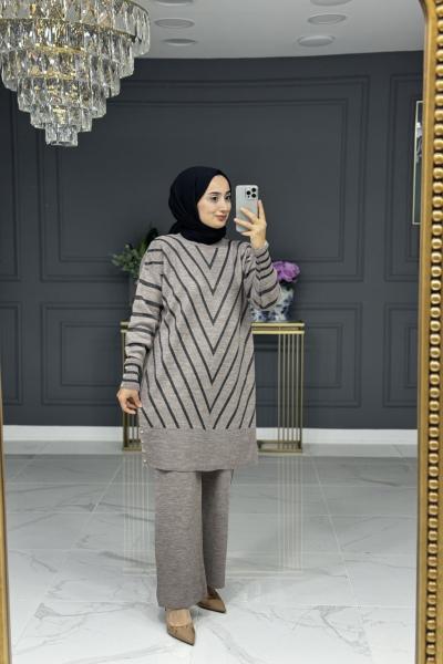 Behiye tesettur triko takım - vizon