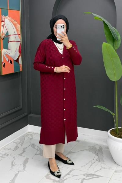 Bella Merserize Hırka - Bordo