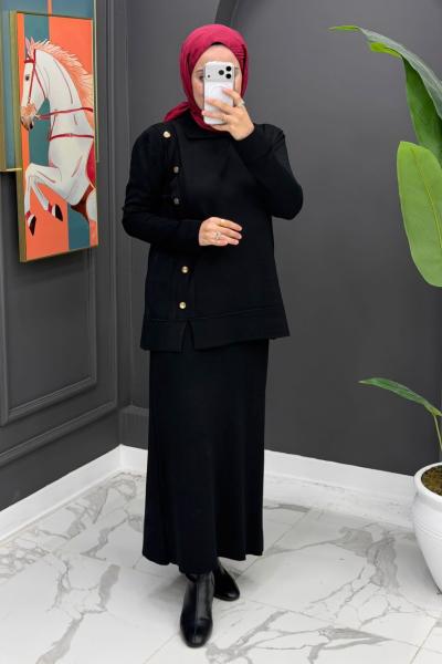 Merserize Triko Takım - Siyah