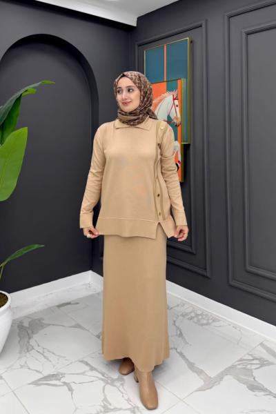 Merserize Triko Takım - Vizon