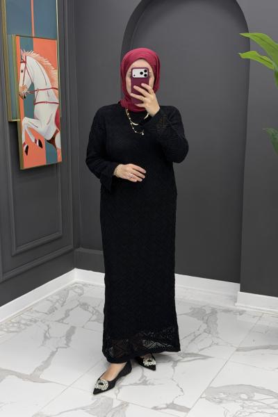 Örme İçlikli Elbise - Siyah