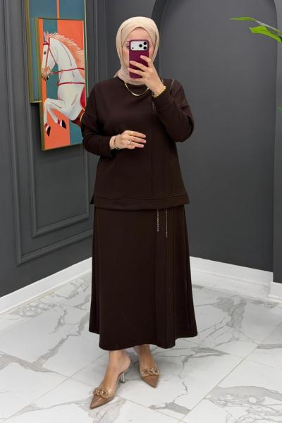 Piraye Etekli Takım - Kahve