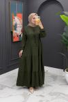 Simge Beli İpli Elbise-Haki