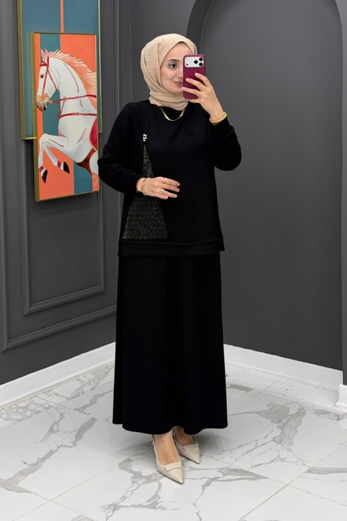 Suzan Etekli Takım-Siyah