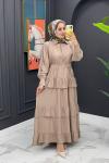 Tuana Yazlık Elbise -Vizon