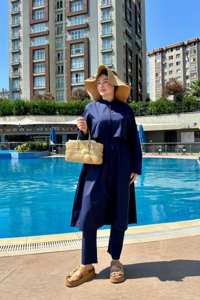 Uzun Tesettür Haşema - Lacivert