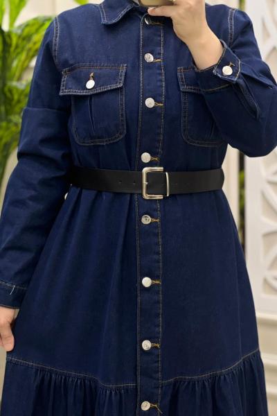 Esbap Fırfırlı Kot Elbise