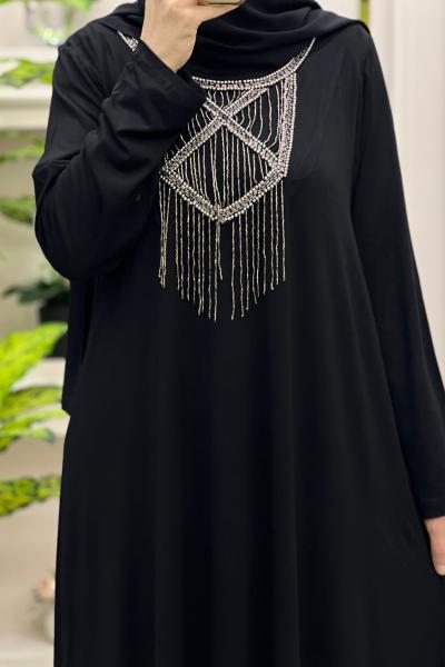 Penye Elbise Yakası Boncuk