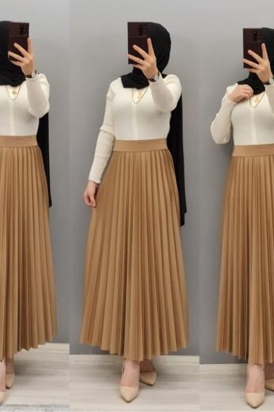 Yeni Model Deri Gorunumlu Etek