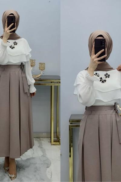 Yeni Model Örme Krep Kumaş Eteğim