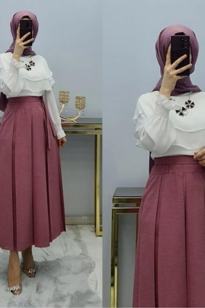 Yeni Model Örme Krep Kumaş Eteğim