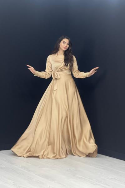 Belden Bağlamalı Saten Abiye