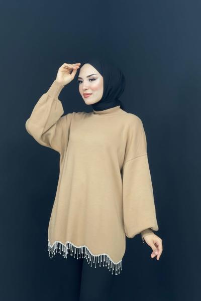 Eteği Taşlı Triko Tunik