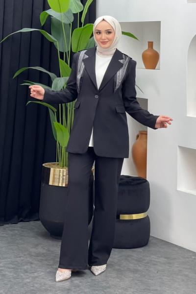 Fularlı Ceket Takım