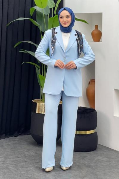 Fularlı Ceket Takım