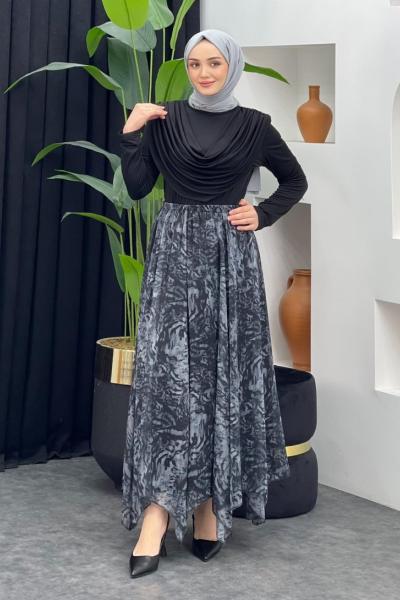 Leopar Desenli Şifon Etek