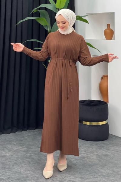 Merserize Çizgili Elbise