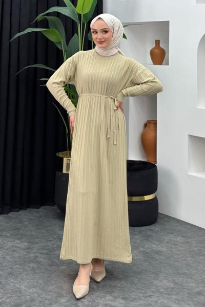 Merserize Çizgili Elbise