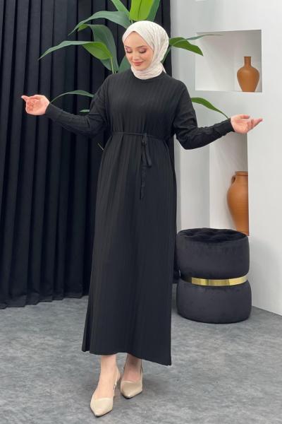 Merserize Çizgili Elbise