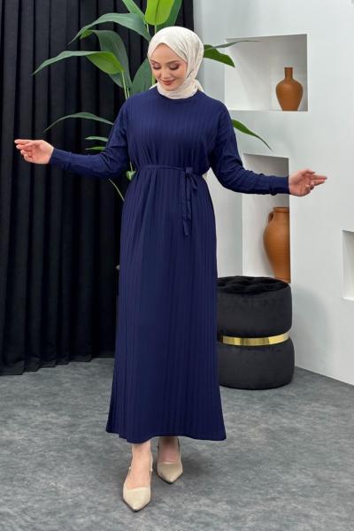 Merserize Çizgili Elbise