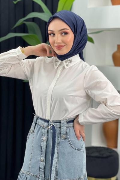Yakası Taşlı Gömlek