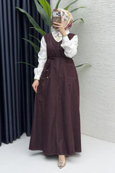 Afize Kot Jile Tesettür Giyim  Mürdüm