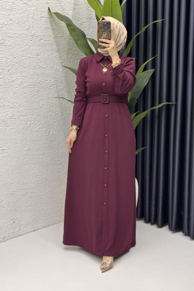 Asu Elbise Tesettür Giyim Mürdüm