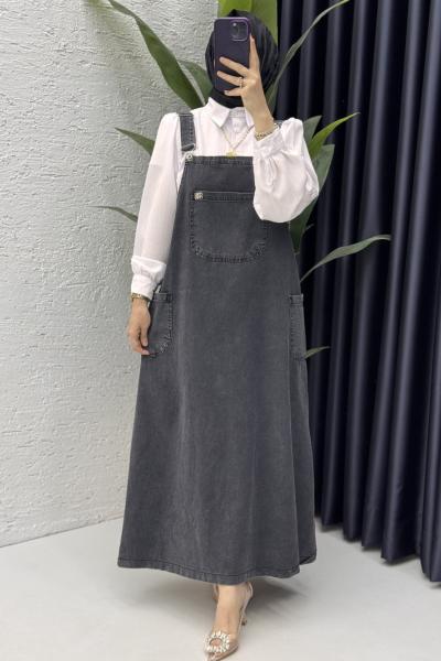 Ayla Kot Jile Tesettür Giyim Antrasit