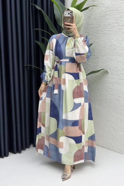 Ayşin Elbise Tesettür Giyim Mavi