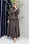 Bihter Etekli Takım Tesettür Giyim  Kahve