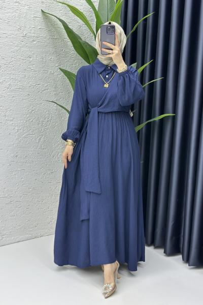 Bukre Tesettür Elbise Lacivert