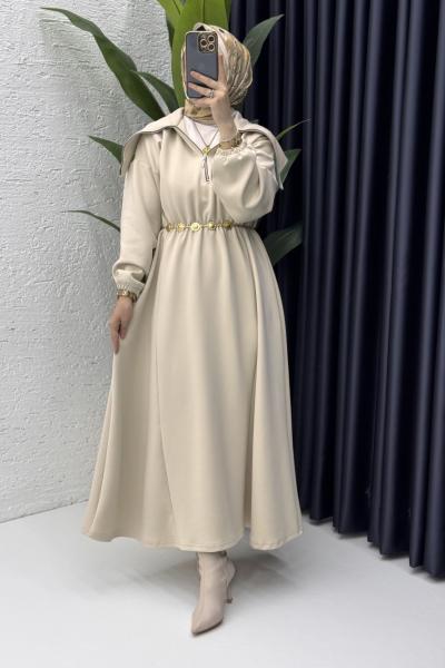 Defne Elbise Tesettür Giyim  Taş Rengi