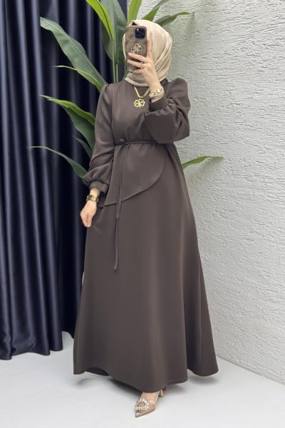 Dila Elbise Tesettür Giyim  Kahverengi