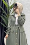 Dilruba Etekli Takım Tesettür Giyim  Yeşil