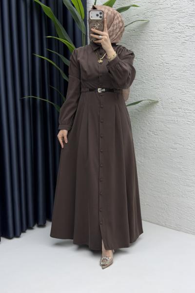Efla Elbise Tesettür Giyim Kahverengi