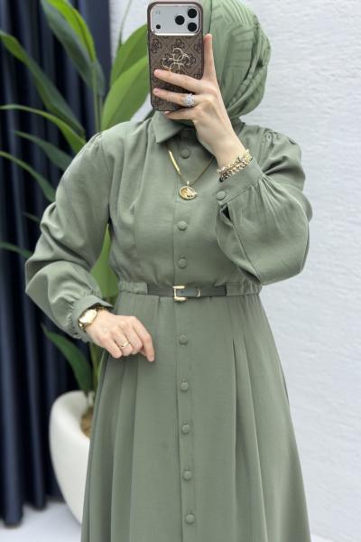 Efla Elbise Tesettür Giyim Haki