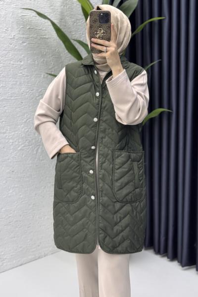 Esra Yelek Tesettür Giyim  Haki