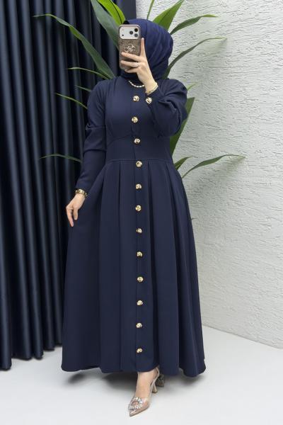 Gülru Elbise Tesettür Giyim Lacivert