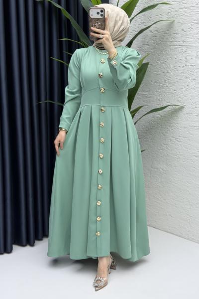 Gülru Elbise Tesettür Giyim Çağla Yeşil