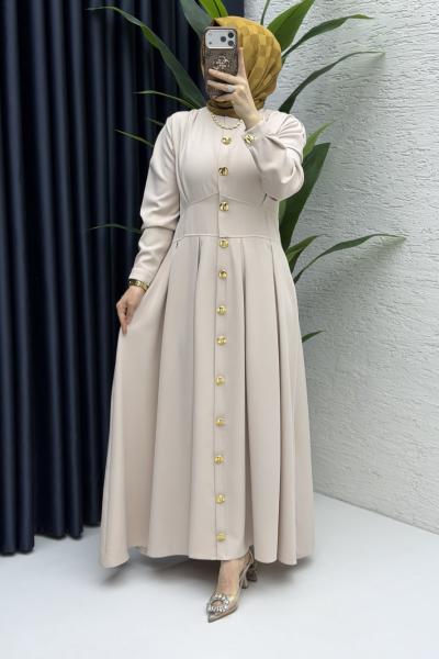 Gülru Elbise Tesettür Giyim Taş Rengi