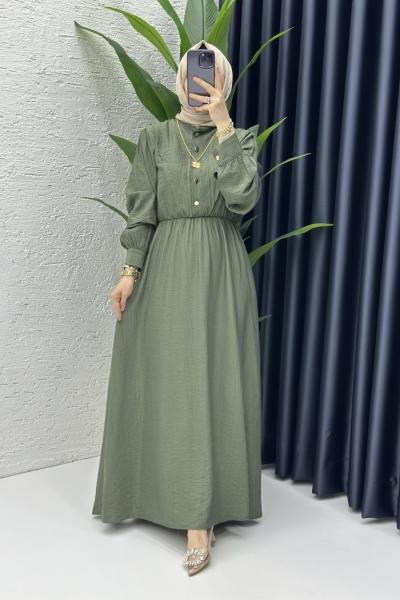 Haki Vera Tesettür Elbise Haki