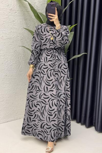 Hanne Elbise Tesettür Giyim Gri