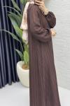 Hare Elbise Tesettür Giyim  Kahverengi
